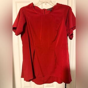 Women’s Lane Bryant Sz 14 Solid Brick Red Short Sleeve Peplum Blouse
